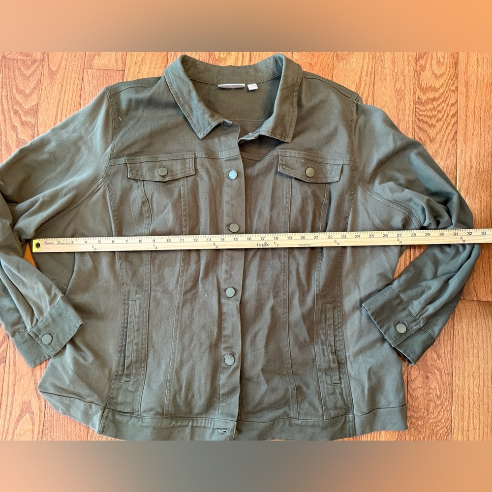 Belle by Kim Gravel Women's Jacket Sz 4X Twill with Knit Back and Green